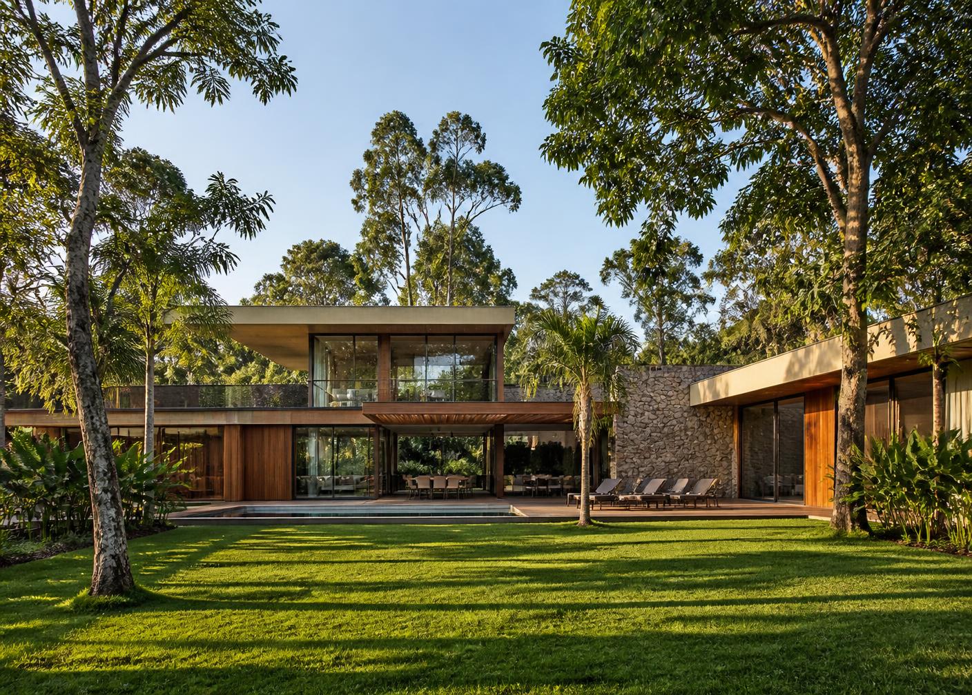 Casa de campo moderna em meio ao verde — imagem ilustrativa