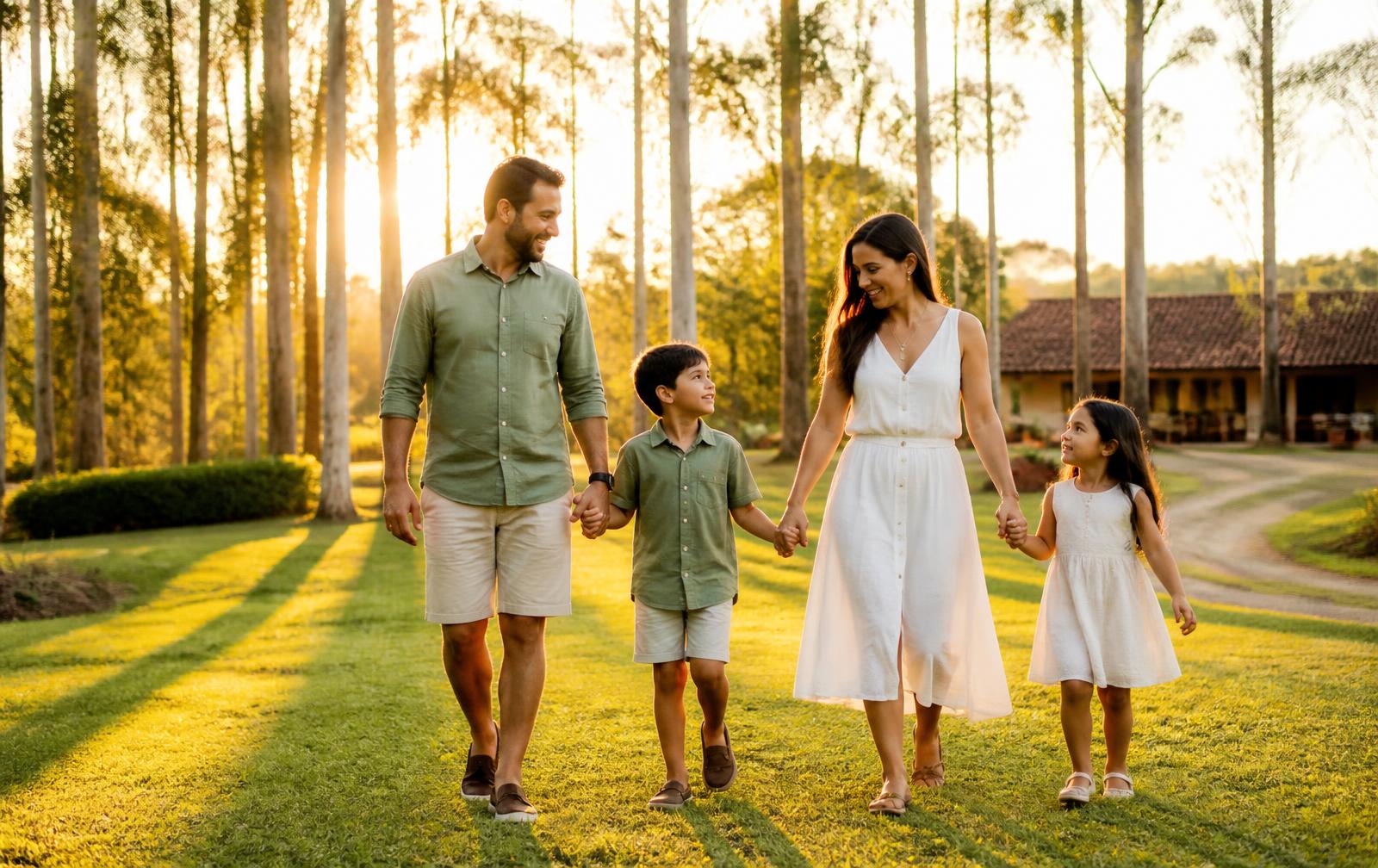 Família aproveitando a natureza em Igaratá